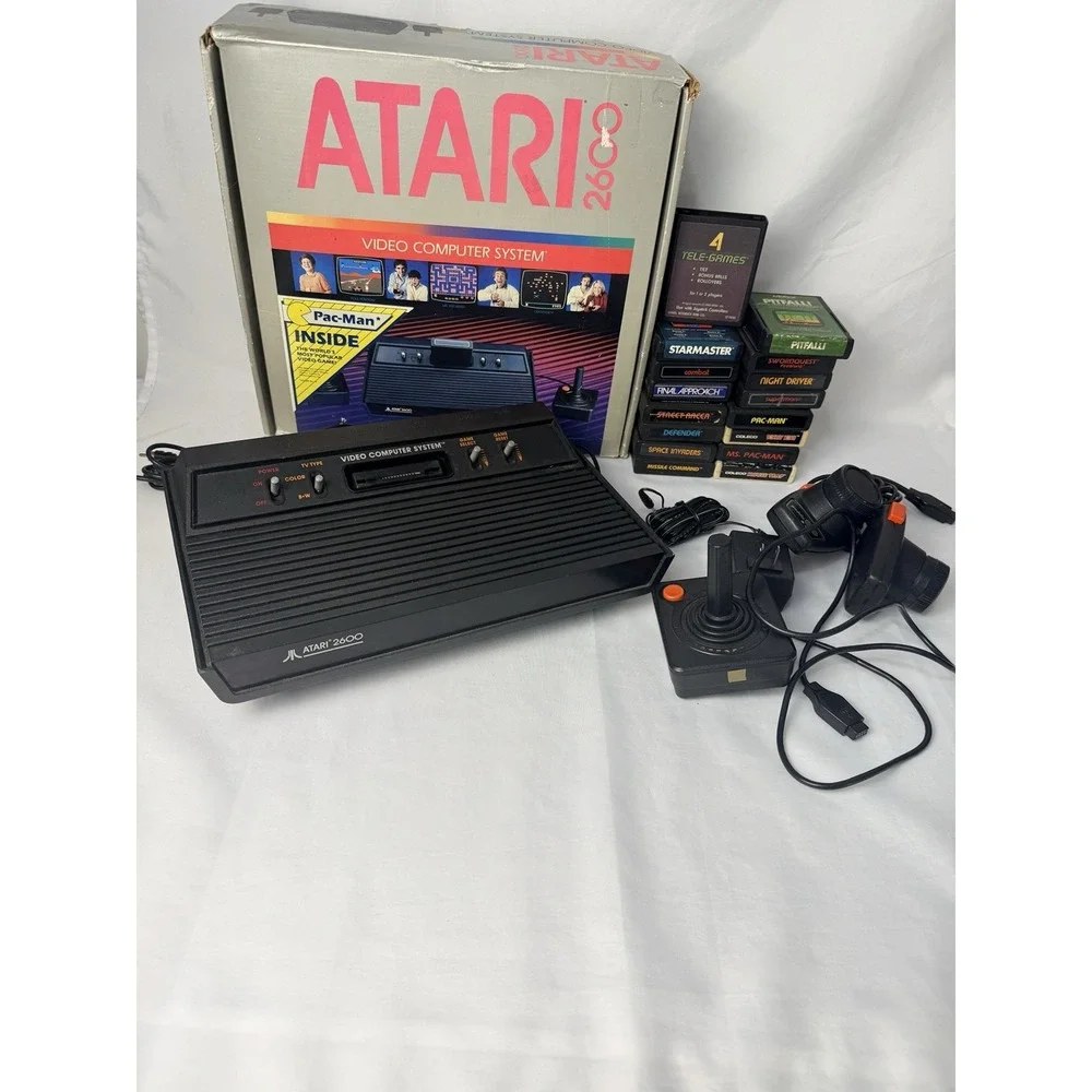 Atari 2600 Video Computer System Boxed Tested Console 16 Games Joystick PSU